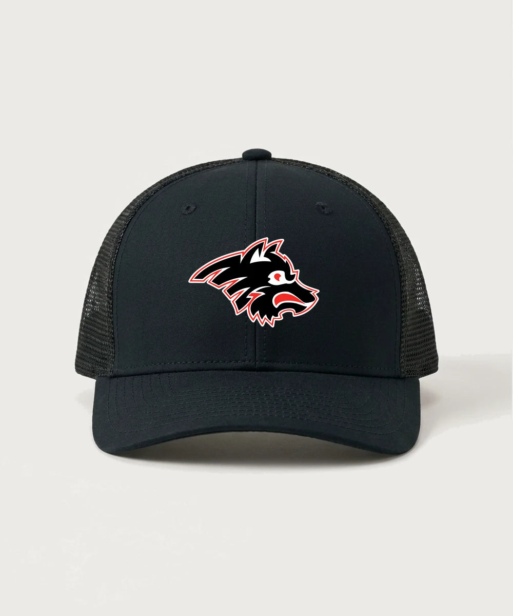 Milaca High School Football (Boys) - Black/ Black Sport-Tek Club Trucker Cap STC46