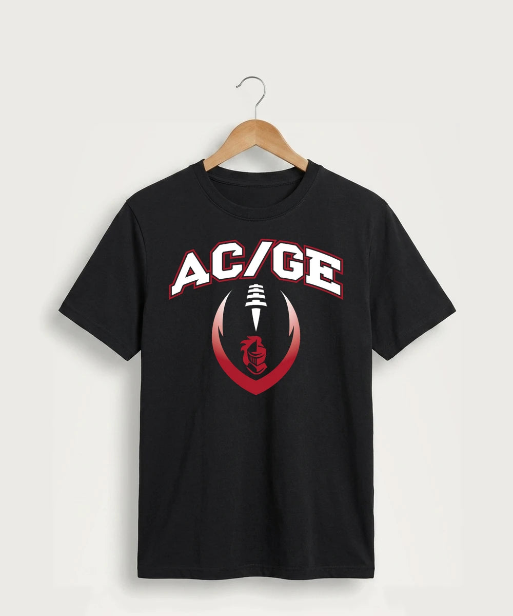 Alden-Conger-Glenville Emmons High School Football (Boys) - Jet Black Port & Co Core Cotton Tee. PC54
