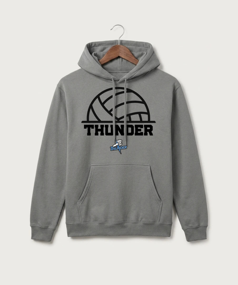 Long Prairie Grey Eagle High School Volleyball (Girls) - Medium Grey Port & Co Core Fleece Pullover Hooded Sweatshirt. PC78H