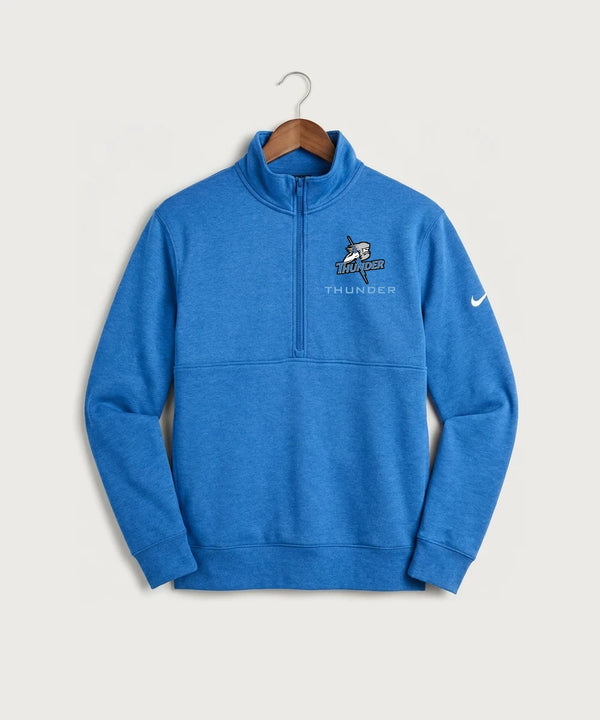Long Prairie Grey Eagle High School Volleyball (Girls) - Light Game Royal Heather Nike Club Fleece Sleeve Swoosh 1/2-Zip NKDX6718