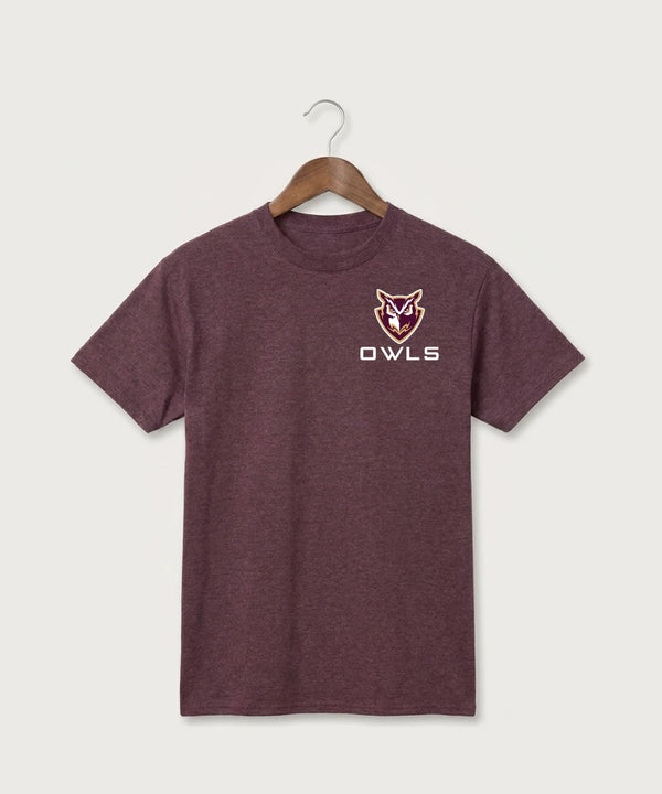 Hancock High School Football (Boys) - Heather Athletic Maroon Port & Co Core Cotton Tee. PC54