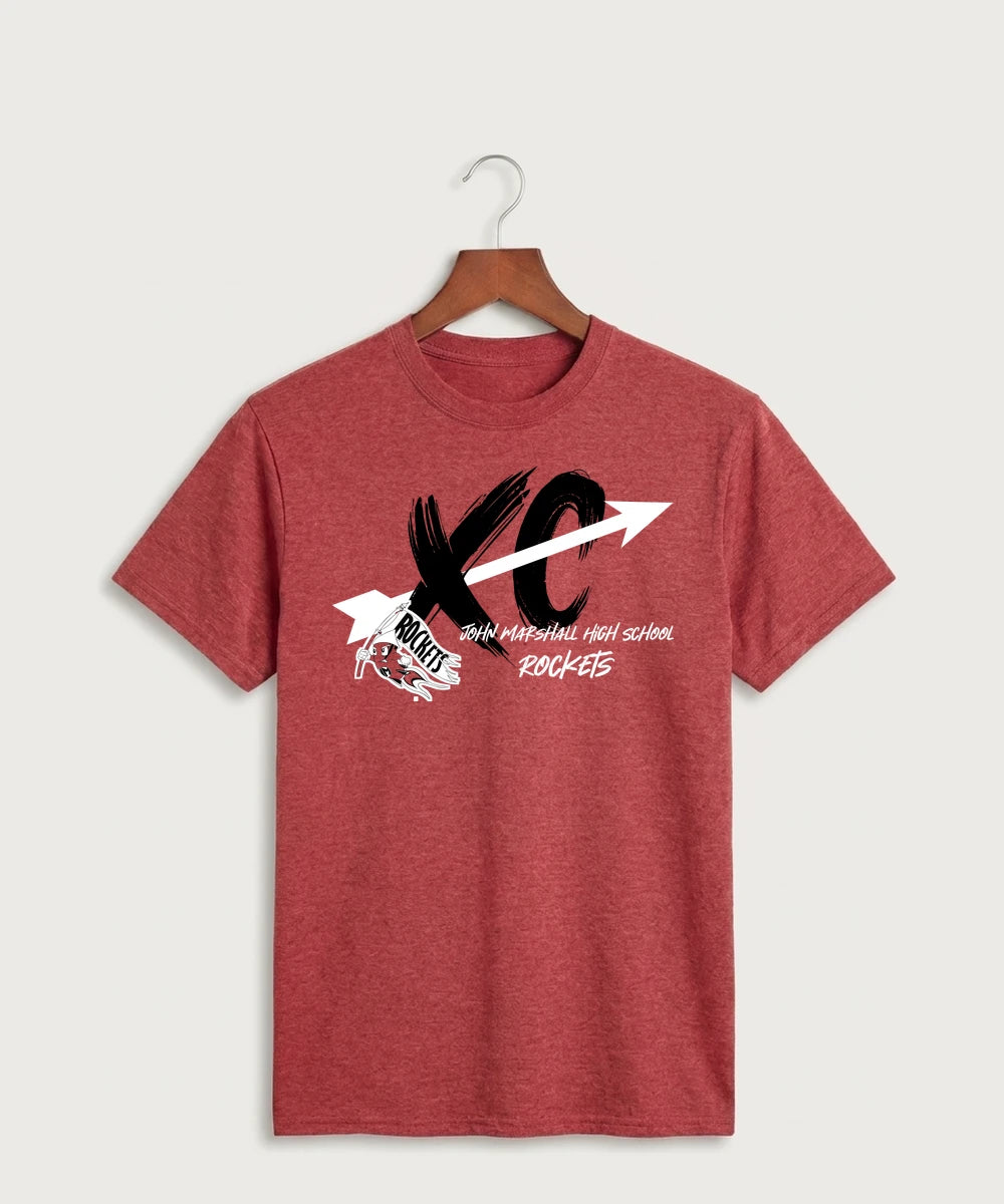 John Marshall High School Cross Country (Coed) - Heather Red Port & Co Core Cotton Tee. PC54