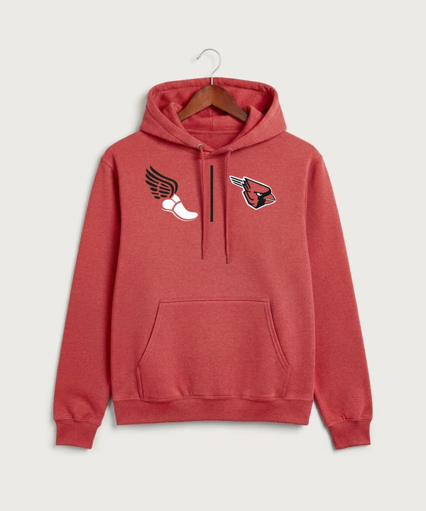 GF E2E Test 02 Track and Field - Heather Red Port & Co Core Fleece Pullover Hooded Sweatshirt. PC78H