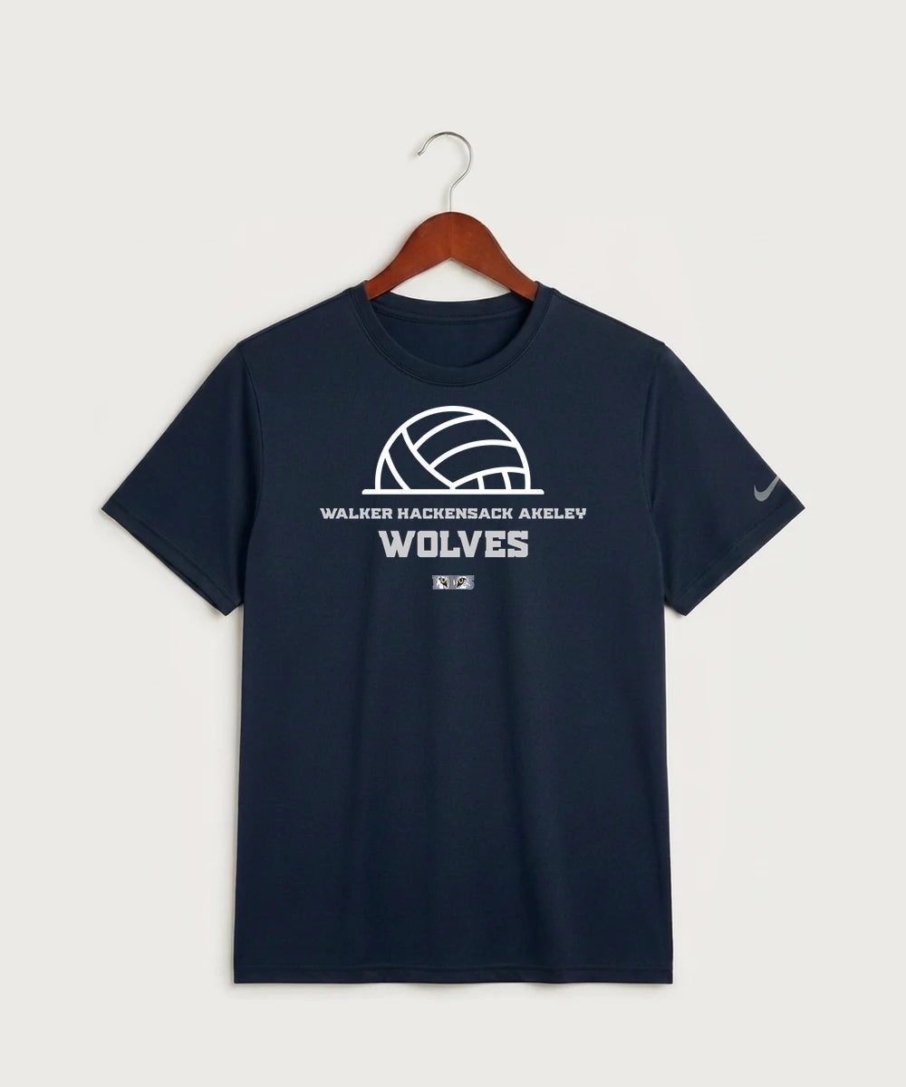 Walker Hackensack Akeley Volleyball (Girls) - College Navy Nike Swoosh Sleeve rLegend Tee NKDX8730
