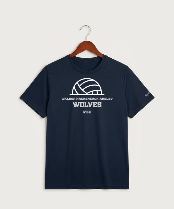 Walker Hackensack Akeley Volleyball (Girls) - College Navy Nike Swoosh Sleeve rLegend Tee NKDX8730