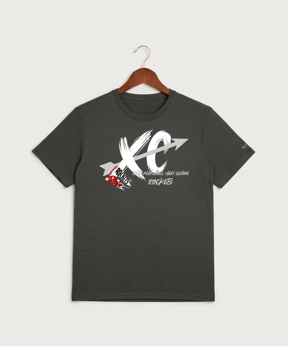John Marshall High School Cross Country (Coed) - Dark Smoke Heather Nike Swoosh Sleeve rLegend Tee NKDX8730