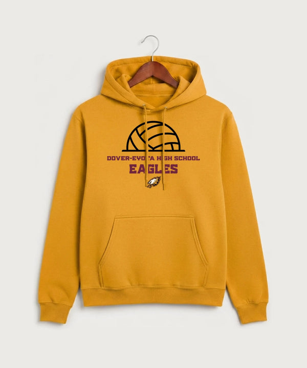Dover-Eyota High School Volleyball (Girls) - Gold Port & Co Core Fleece Pullover Hooded Sweatshirt. PC78H