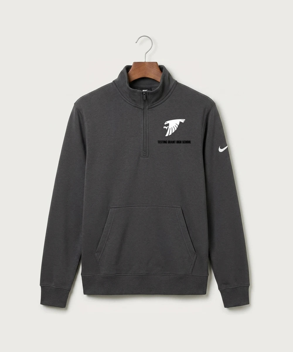 GF E2E Test 03 Girls Basketball - Anthracite Nike Club Fleece Sleeve Swoosh 1/2-Zip NKDX6718