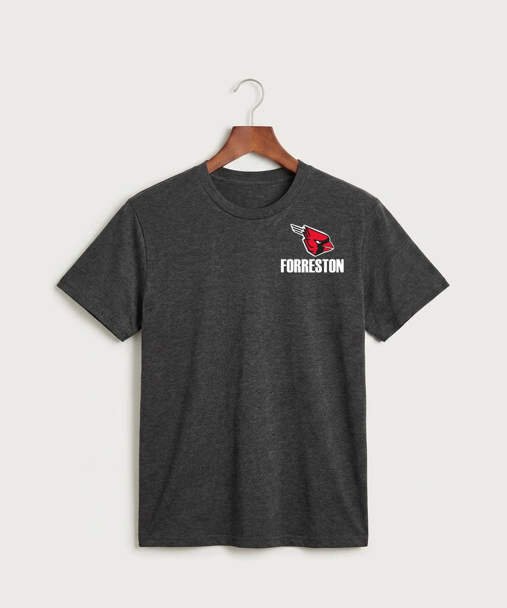 Forreston Basketball - Black Heather Port & Co Core Cotton Tee. PC54