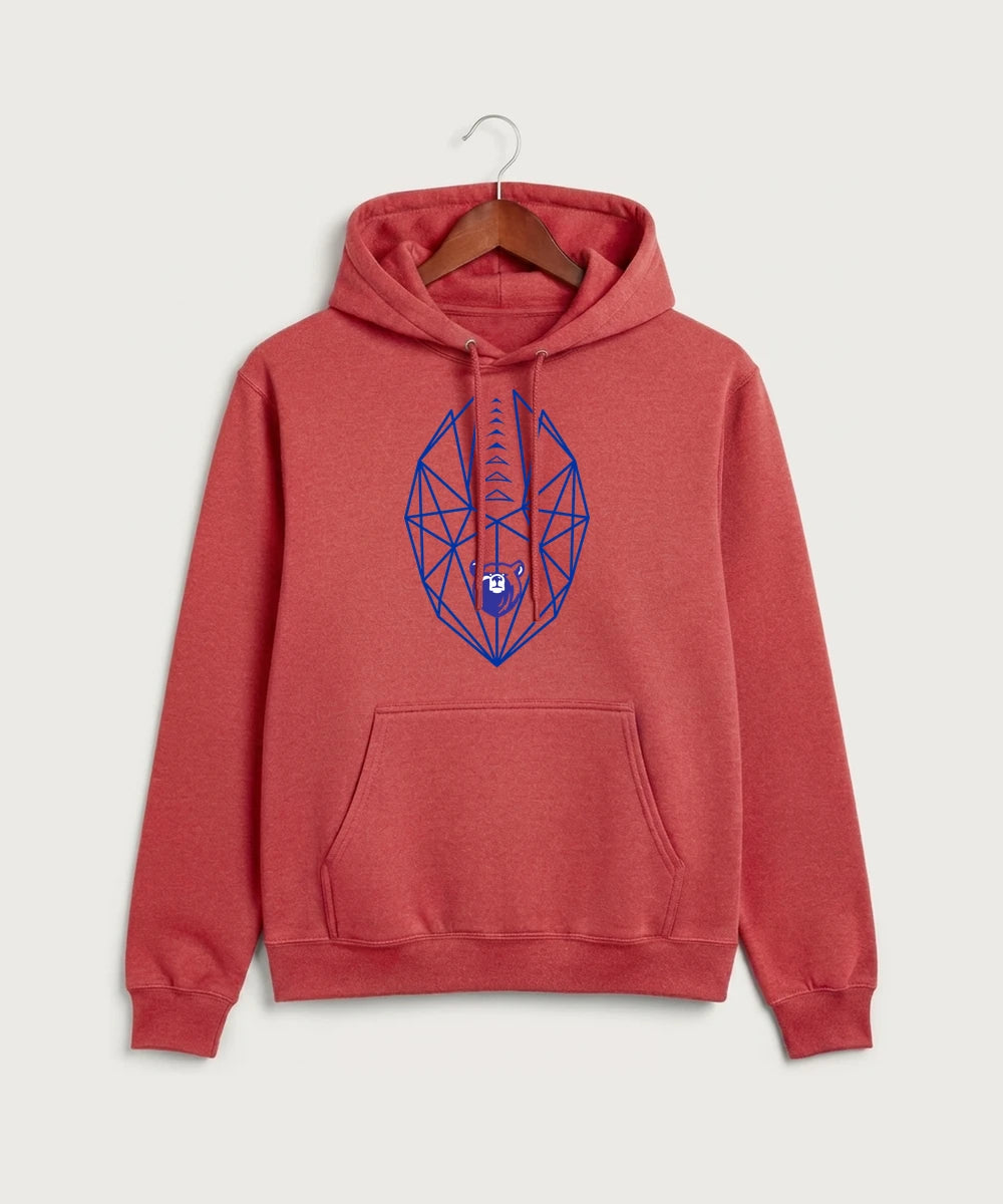 Bertha Hewitt High School Football (Boys) - Heather Red Port & Co Core Fleece Pullover Hooded Sweatshirt. PC78H