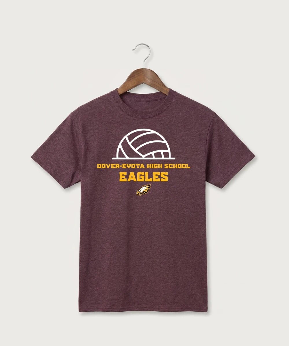 Dover-Eyota High School Volleyball (Girls) - Heather Athletic Maroon Port & Co Core Cotton Tee. PC54