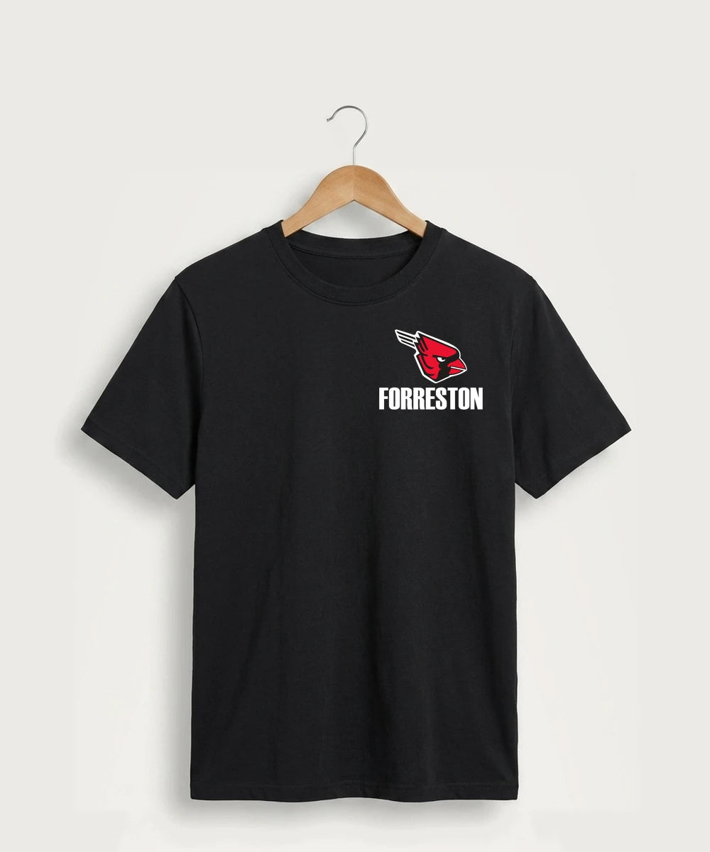 Forreston Basketball - Jet Black Port & Co Core Cotton Tee. PC54