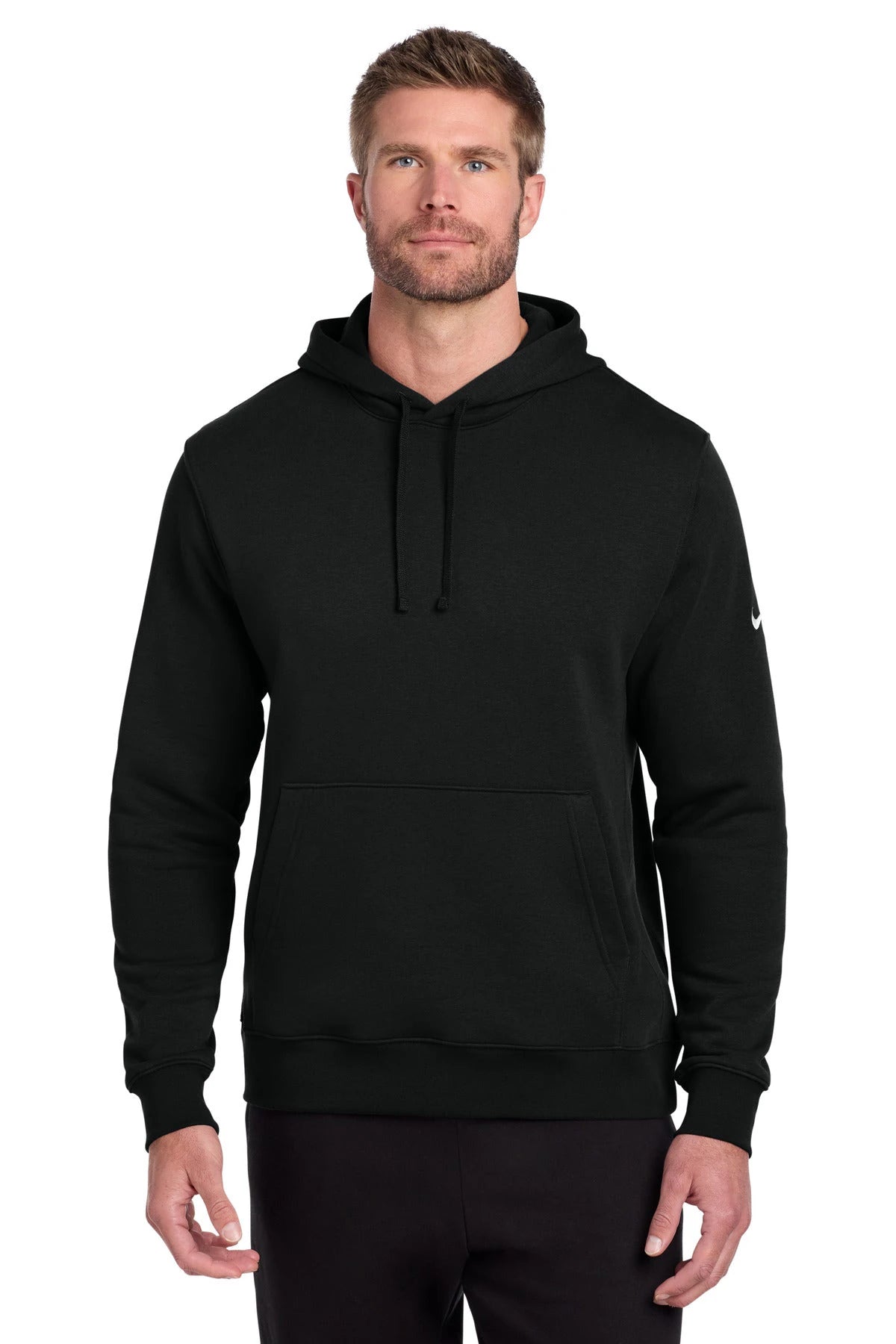 Ashwaubenon High School Football (Boys) - Black Nike Club Fleece Sleeve Swoosh Pullover Hoodie NKDR1499 (model)