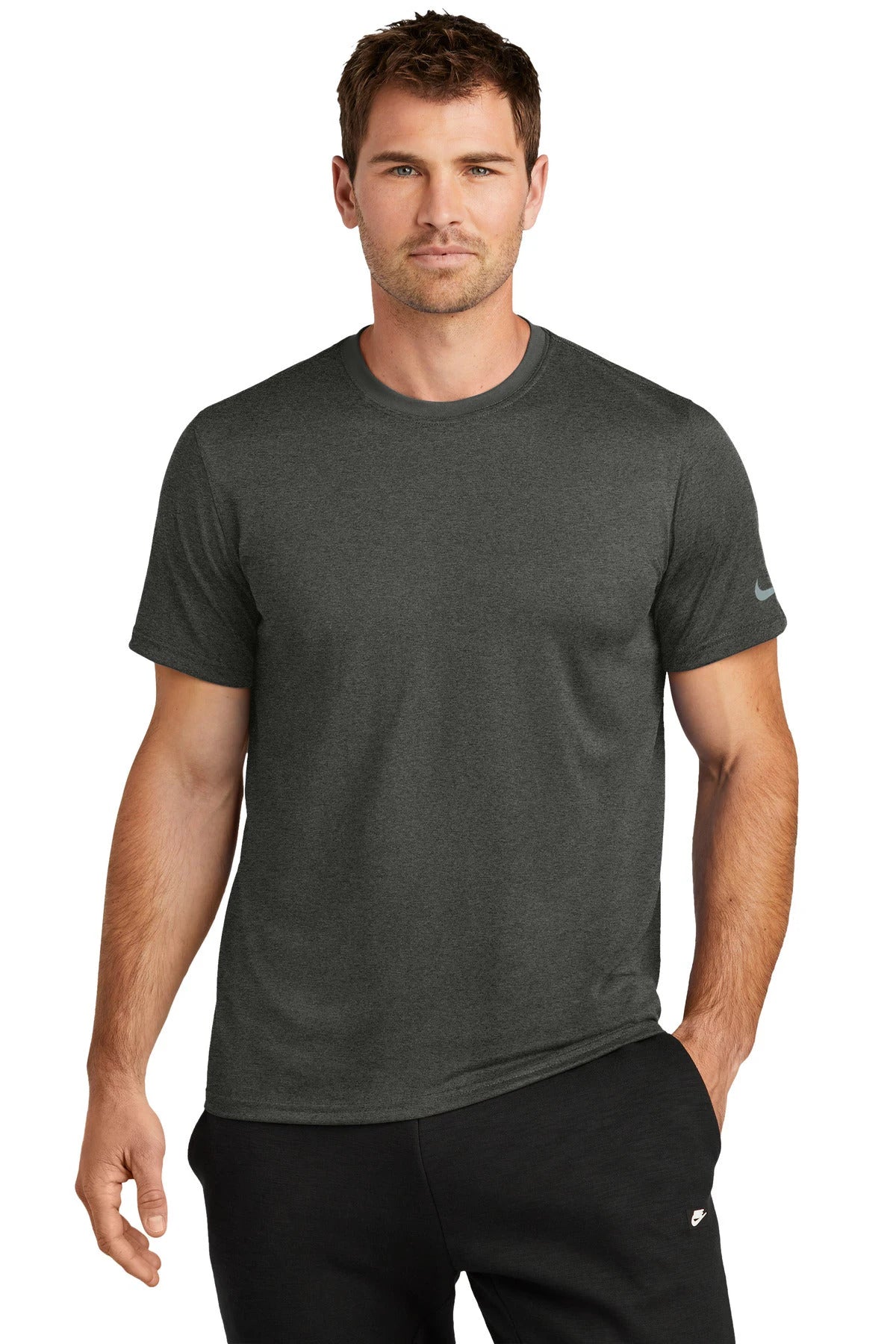 Ashwaubenon High School Football (Boys) - Dark Smoke Heather Nike Swoosh Sleeve rLegend Tee NKDX8730 (model)