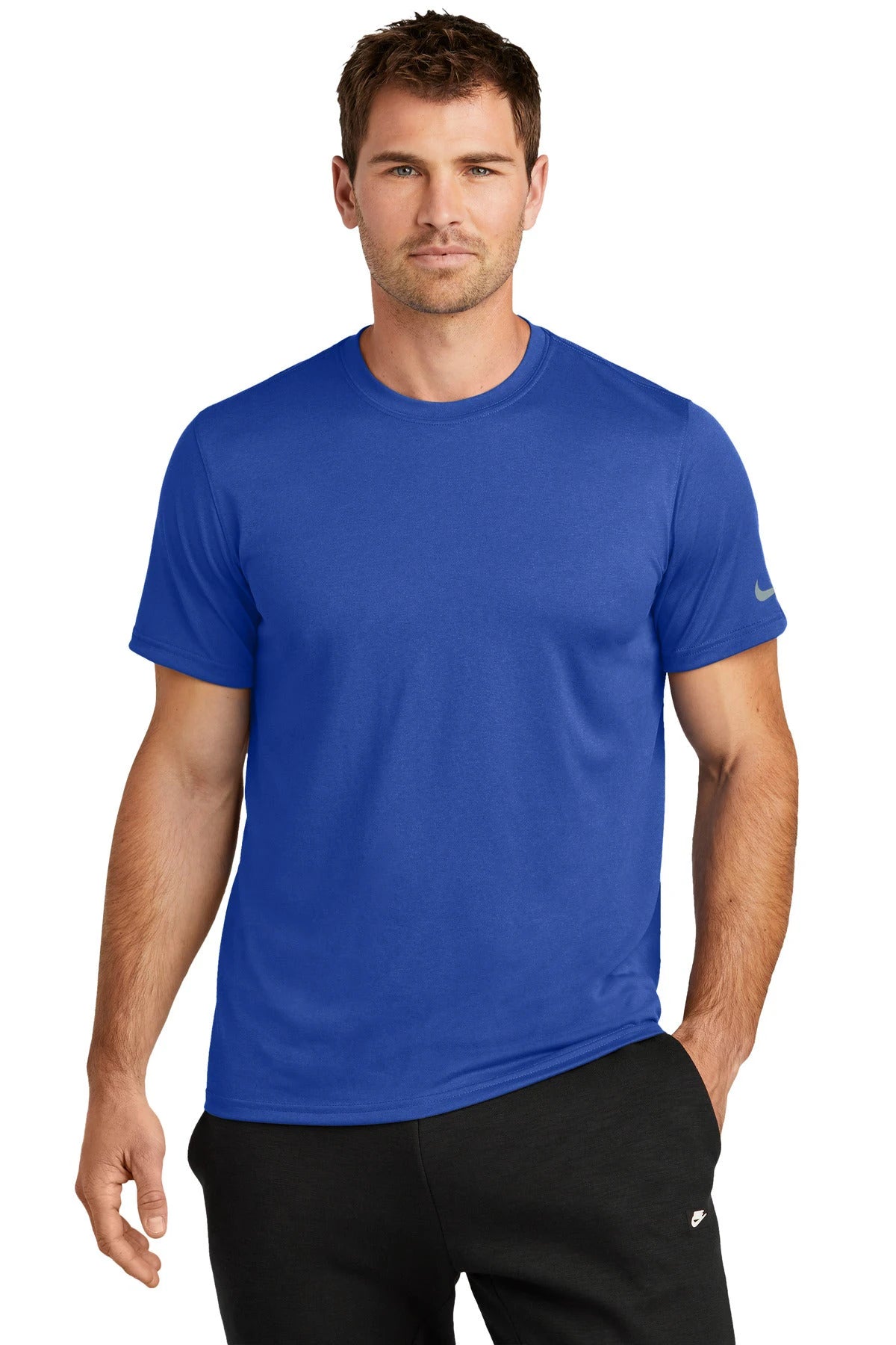 Ashwaubenon High School Football (Boys) - Game Royal Nike Swoosh Sleeve rLegend Tee NKDX8730 (model)