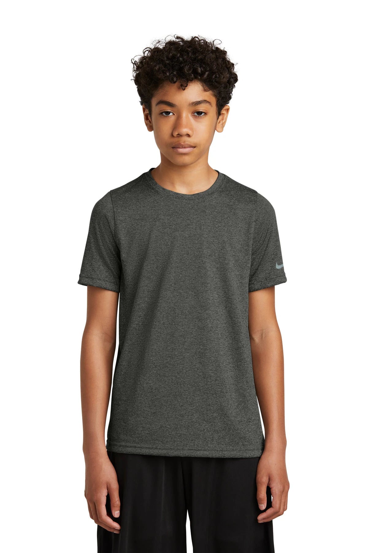 Ashwaubenon High School Football (Boys) - Dark Smoke Heather Nike Youth Swoosh Sleeve rLegend Tee NKDX8787 (model)
