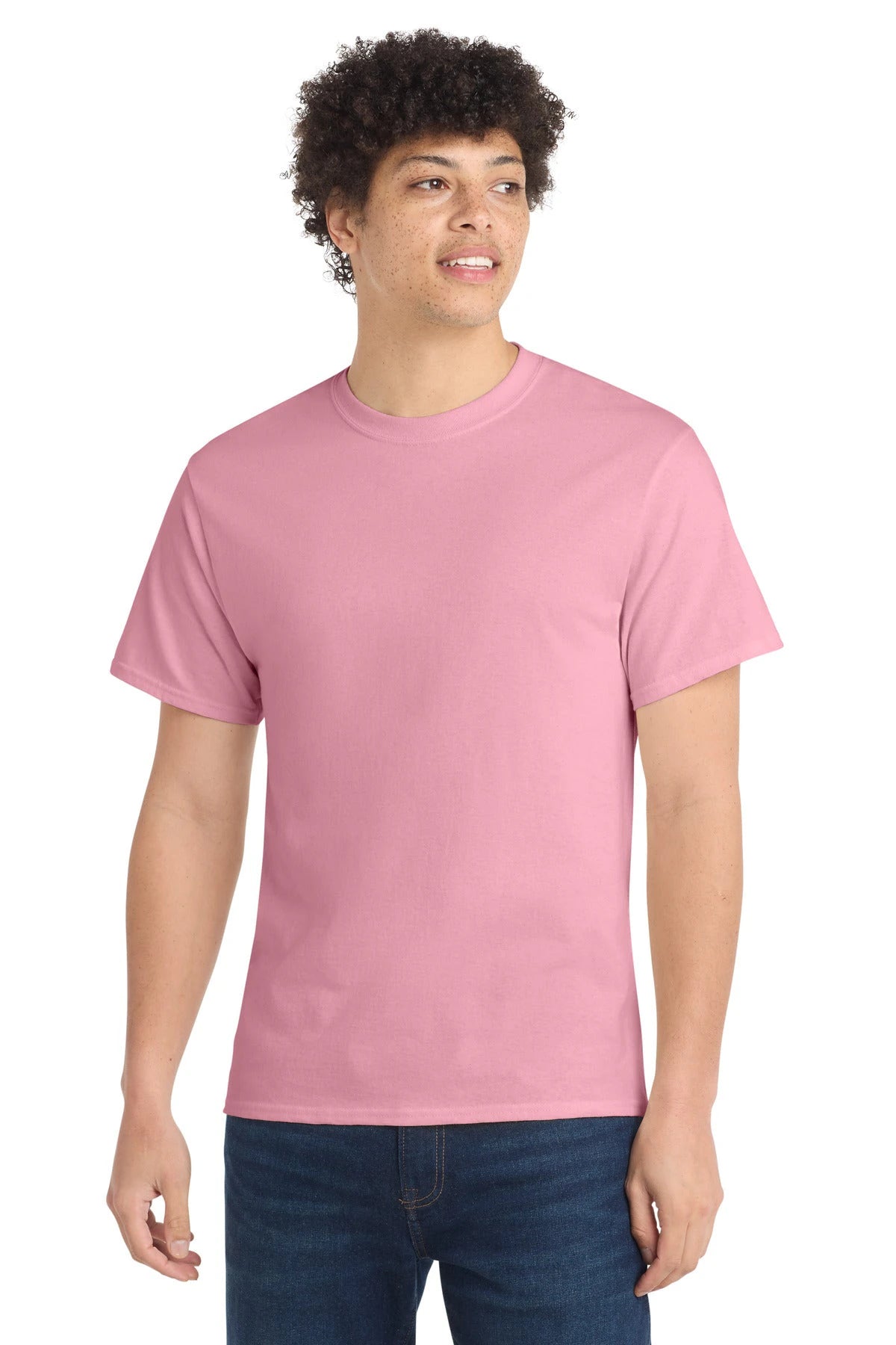 Ashwaubenon High School Football (Boys) - Candy Pink Port & Co Core Cotton Tee. PC54 (model)