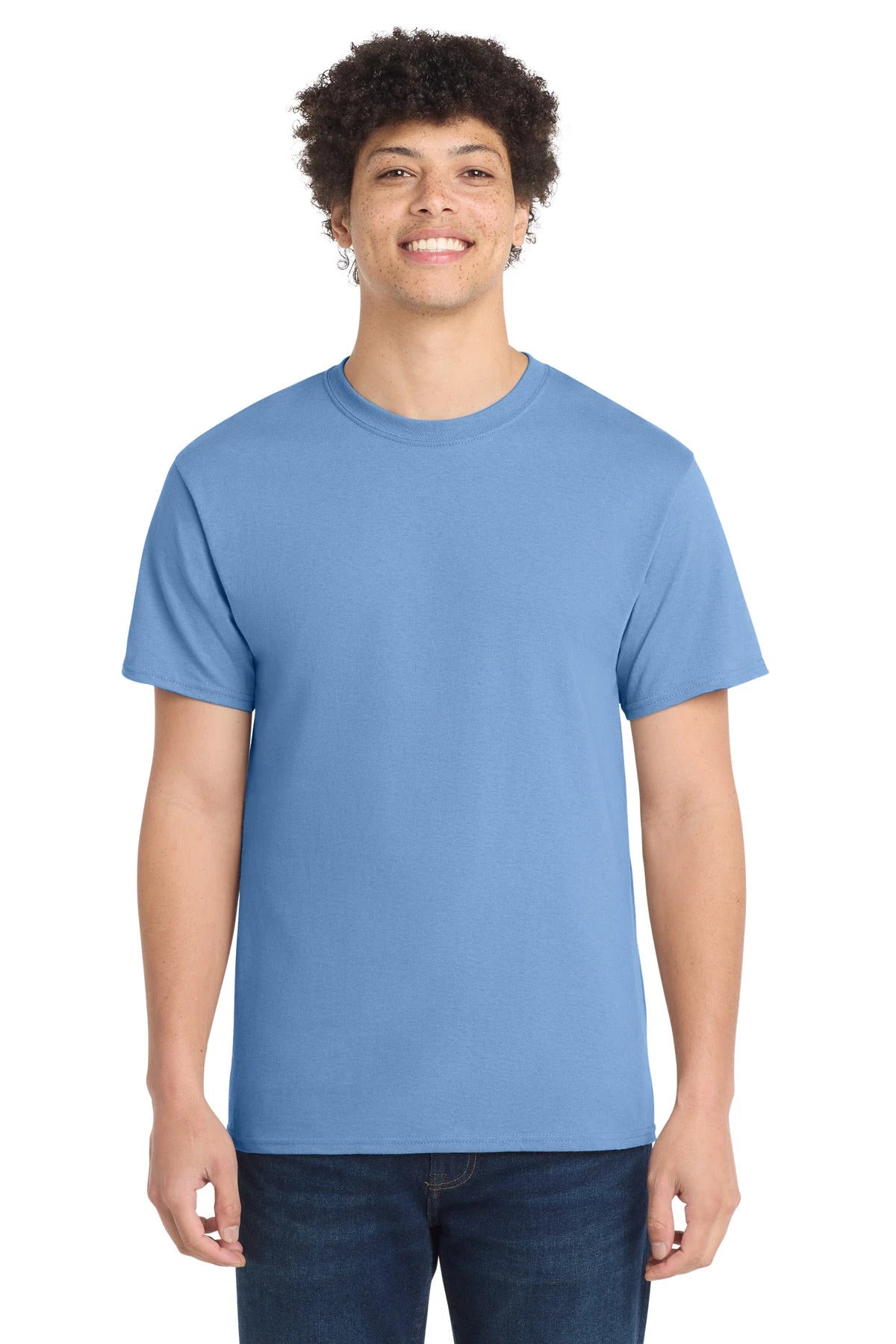 Ashwaubenon High School Football (Boys) - Carolina Blue Port & Co Core Cotton Tee. PC54 (model)