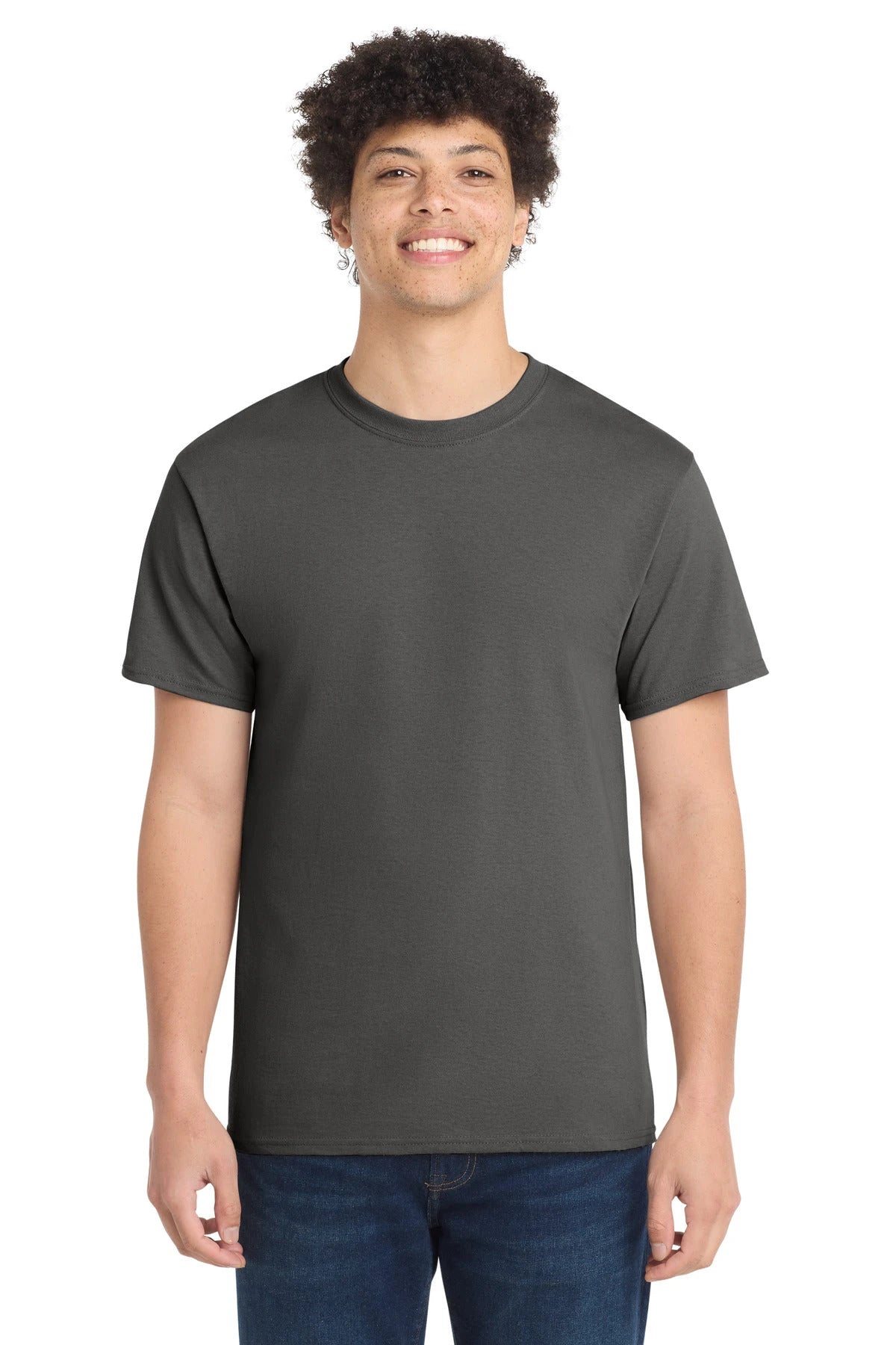 Ashwaubenon High School Football (Boys) - Charcoal Port & Co Core Cotton Tee. PC54 (model)
