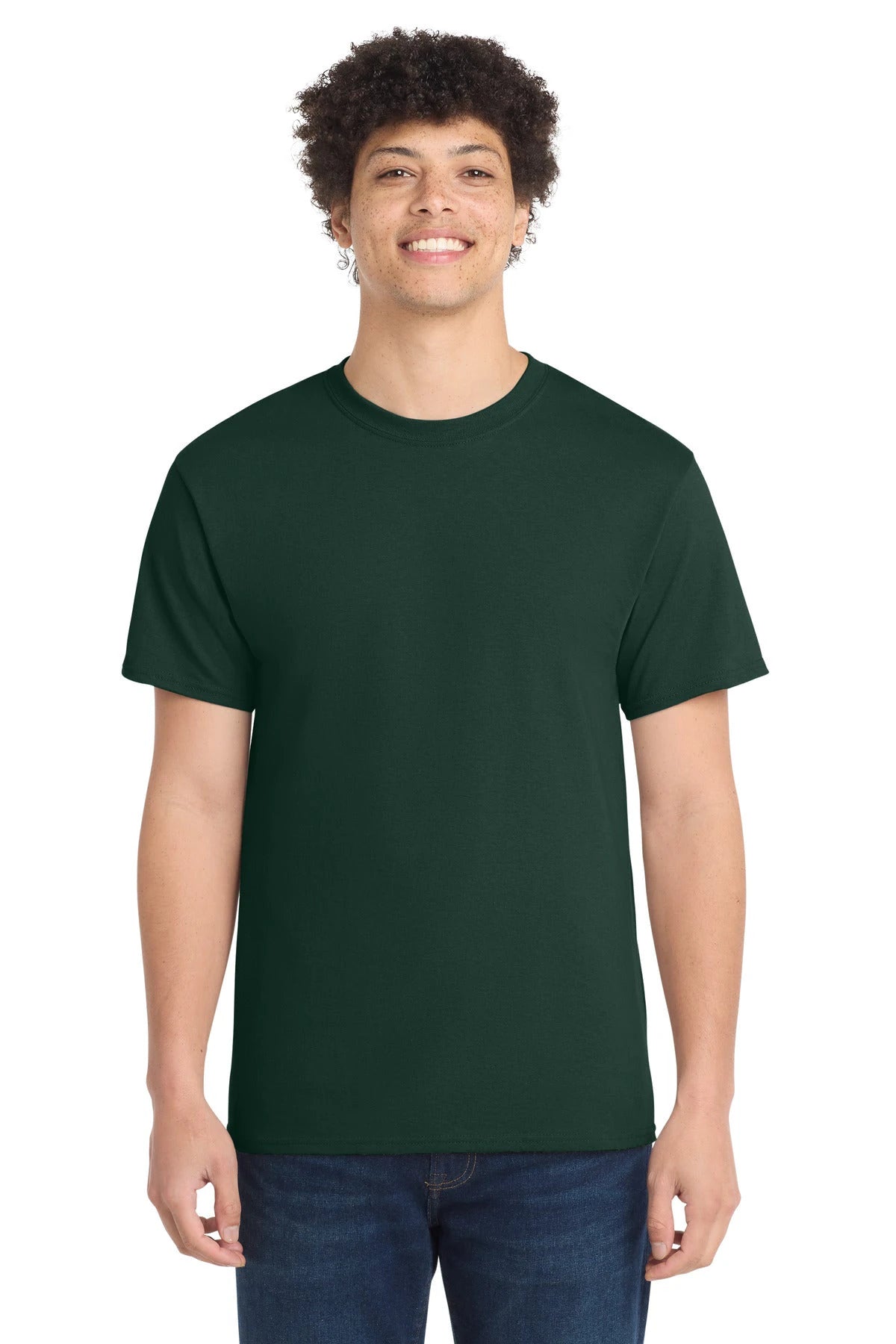 Ashwaubenon High School Football (Boys) - Dark Green Port & Co Core Cotton Tee. PC54 (model)