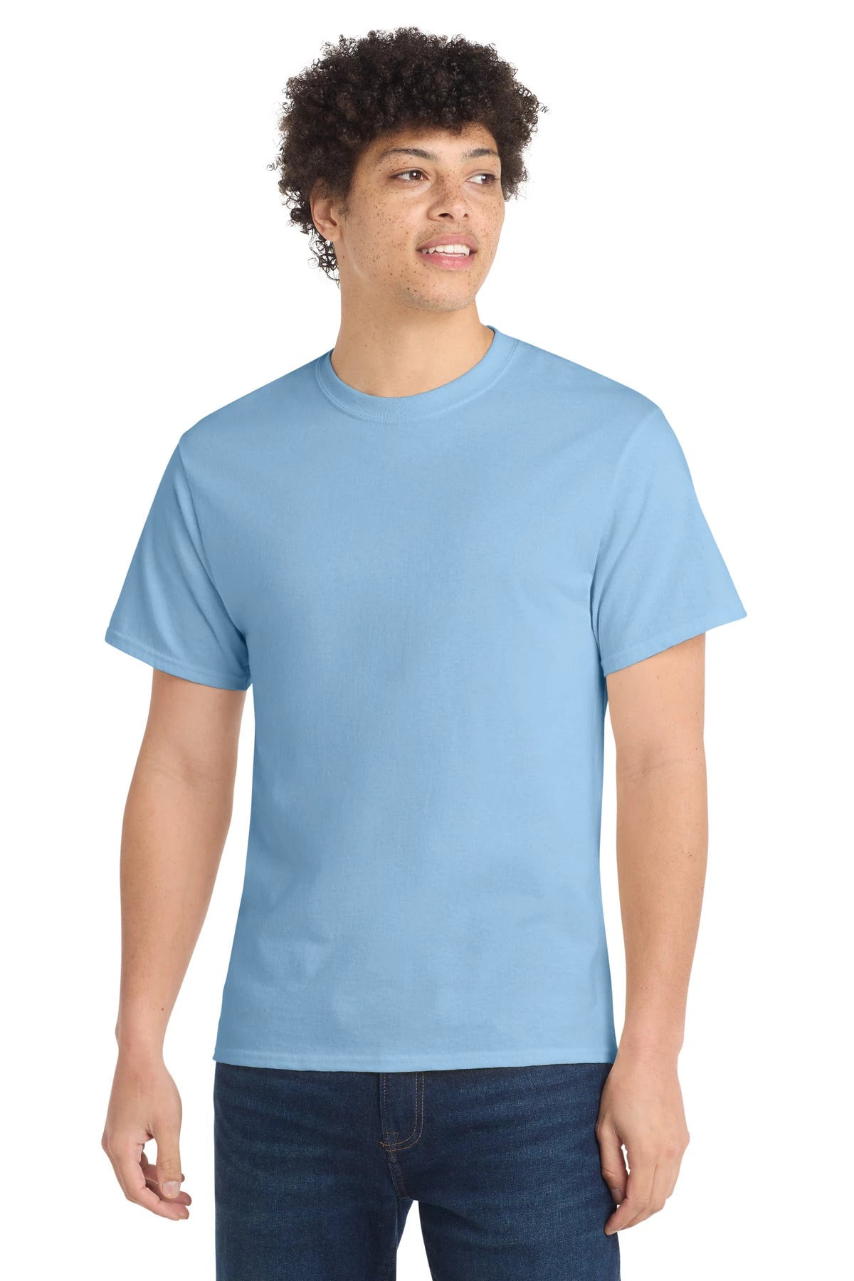 Ashwaubenon High School Football (Boys) - Light Blue Port & Co Core Cotton Tee. PC54 (model)