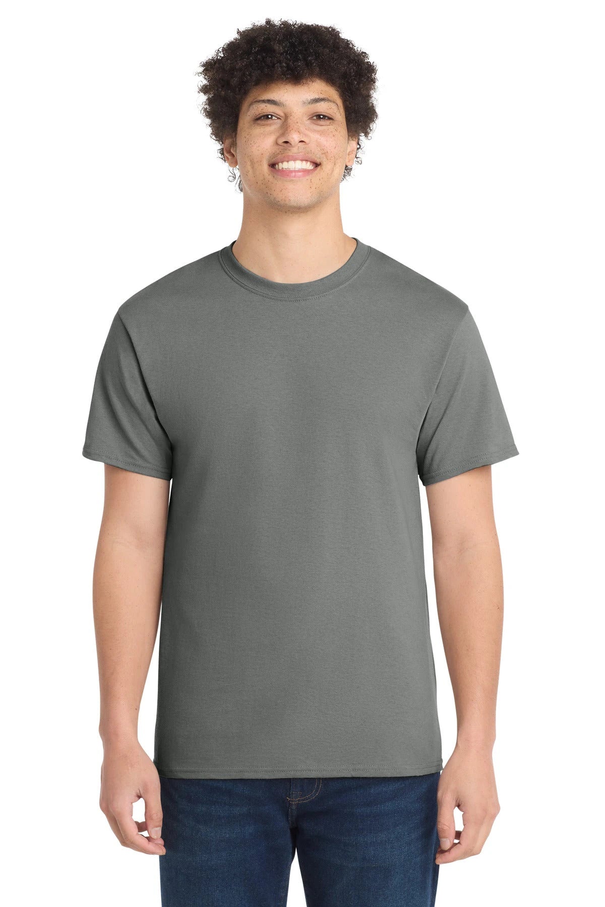 Ashwaubenon High School Football (Boys) - Medium Grey Port & Co Core Cotton Tee. PC54 (model)