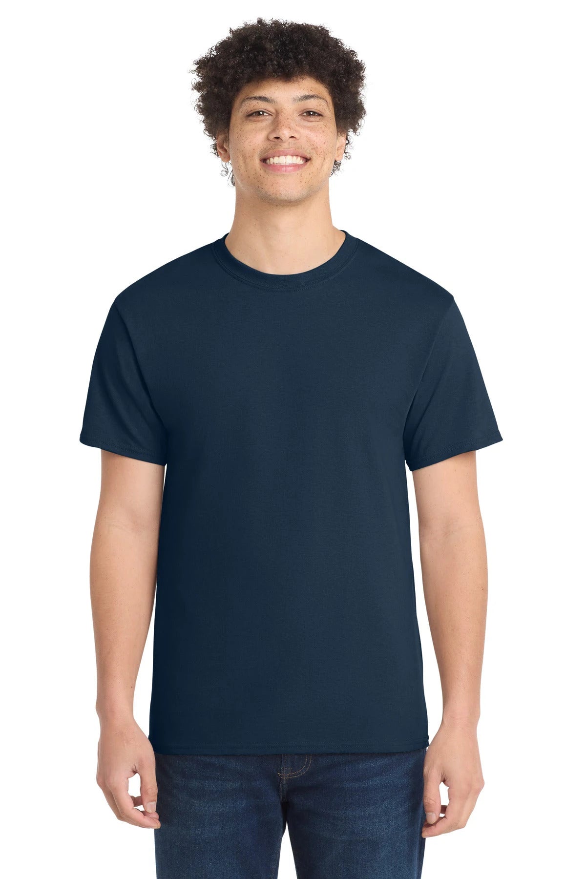 Ashwaubenon High School Football (Boys) - Navy Port & Co Core Cotton Tee. PC54 (model)