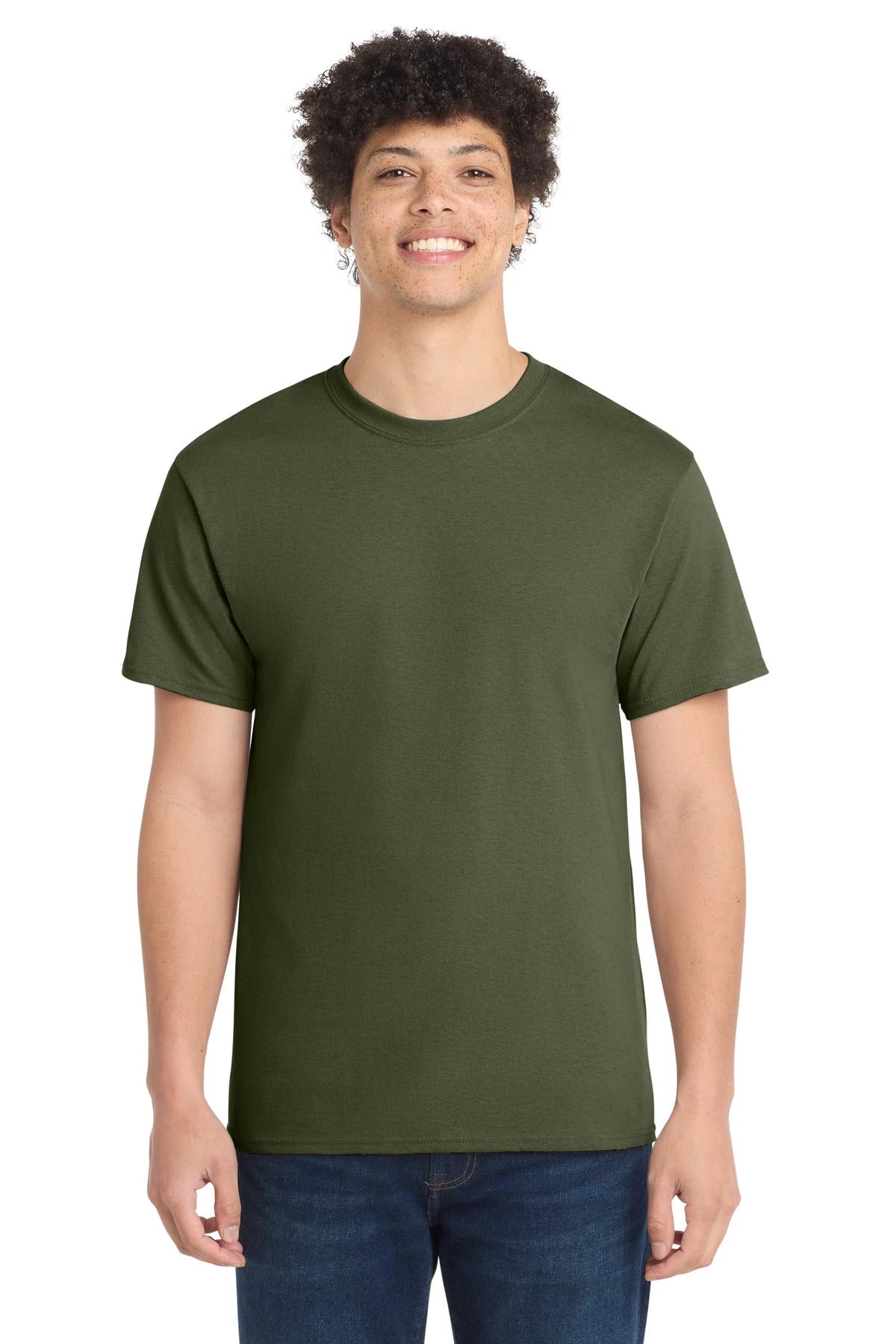 Ashwaubenon High School Football (Boys) - Olive Drab Green Port & Co Core Cotton Tee. PC54 (model)