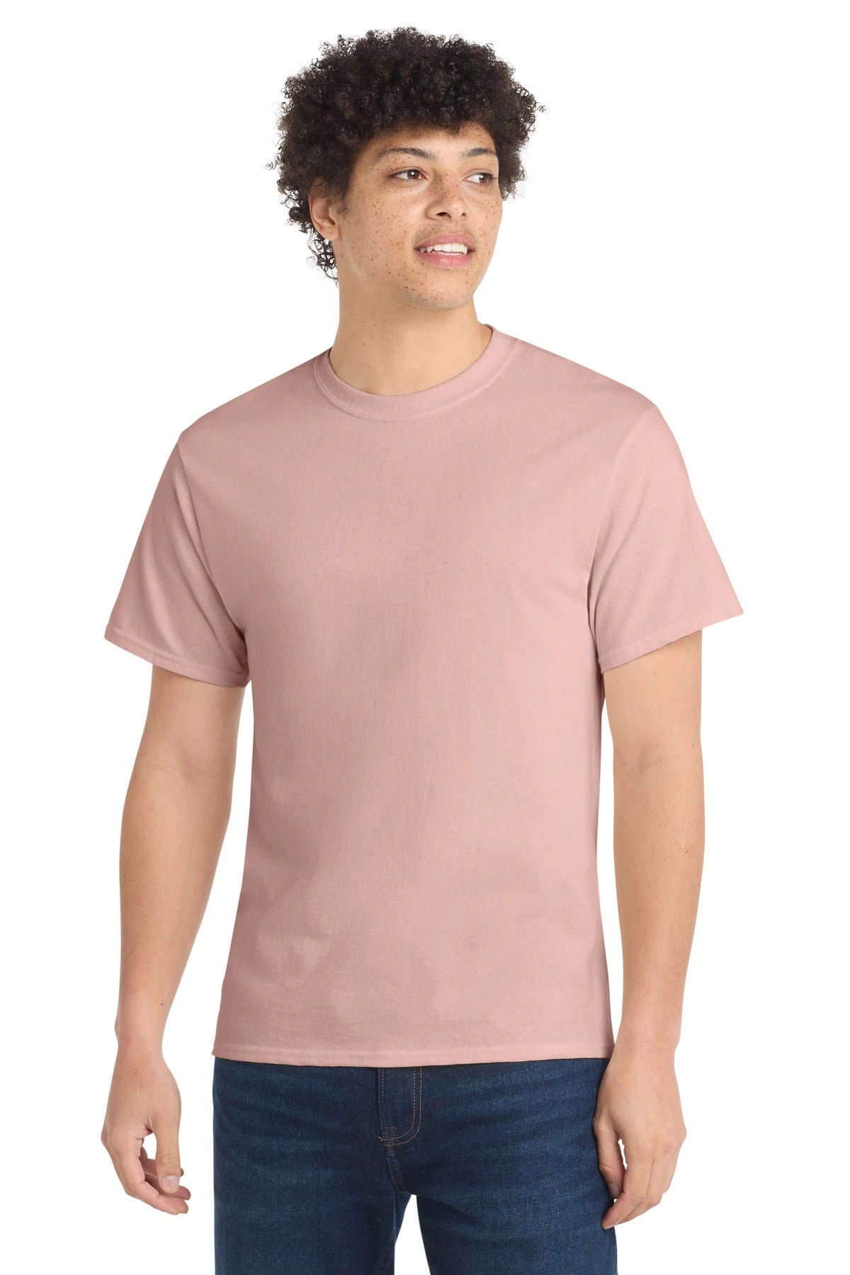 Ashwaubenon High School Football (Boys) - Pale Blush Port & Co Core Cotton Tee. PC54 (model)