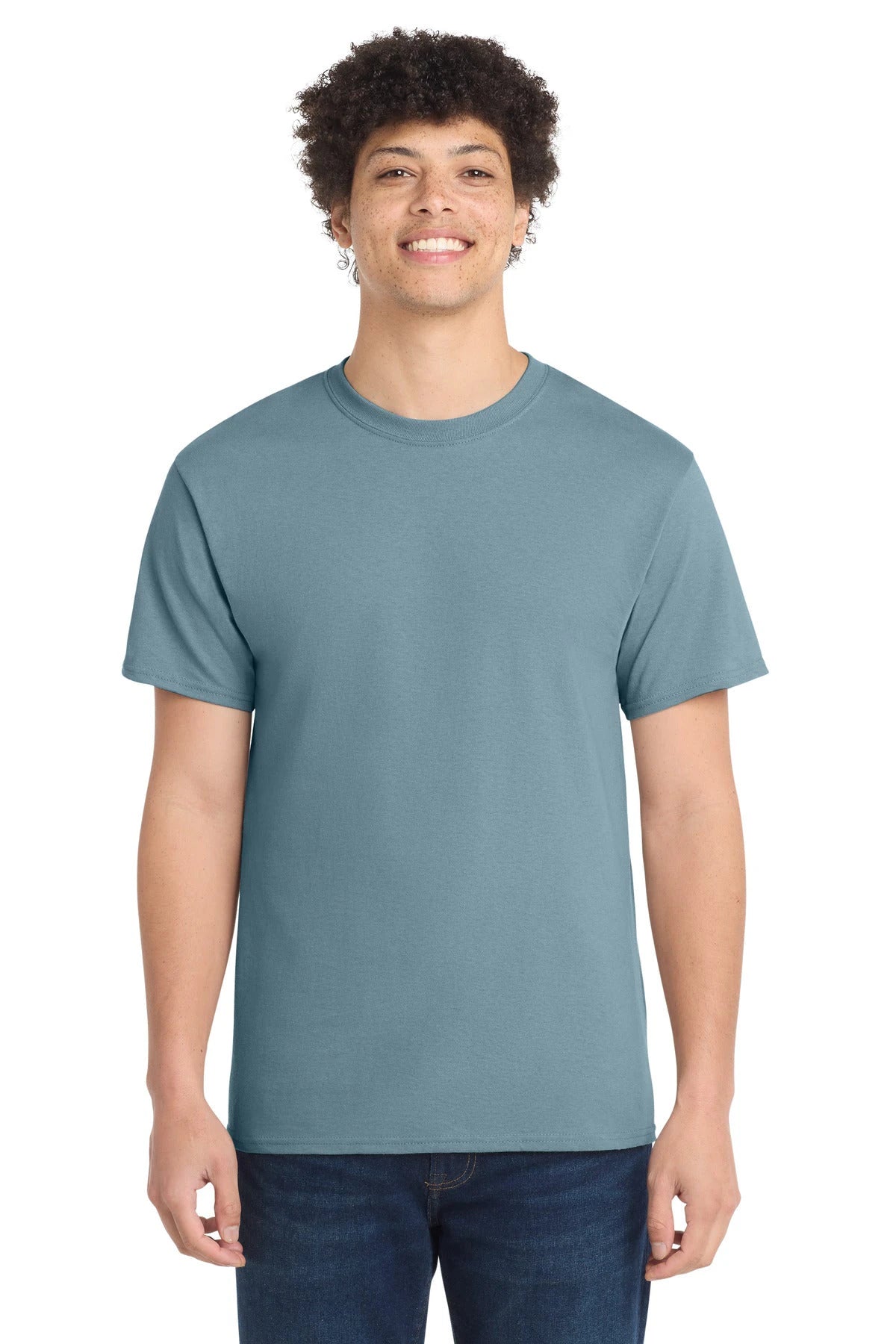 Ashwaubenon High School Football (Boys) - Stonewashed Blue Port & Co Core Cotton Tee. PC54 (model)