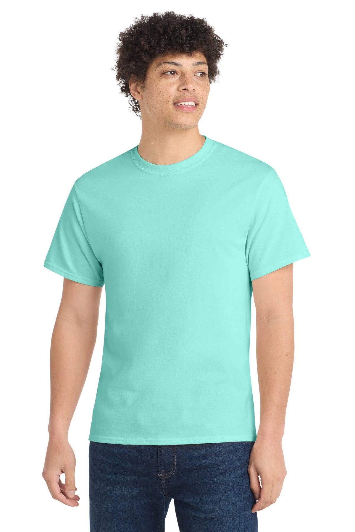 Ashwaubenon High School Football (Boys) - True Celadon Port & Co Core Cotton Tee. PC54 (model)