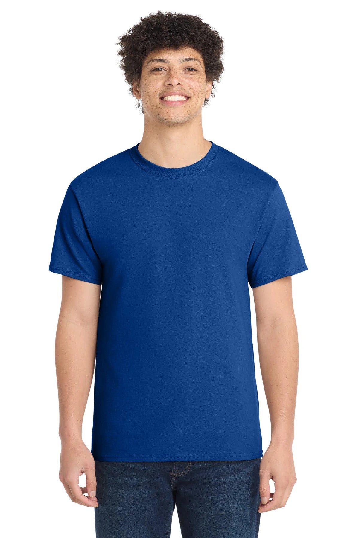 Ashwaubenon High School Football (Boys) - True Royal Port & Co Core Cotton Tee. PC54 (model)