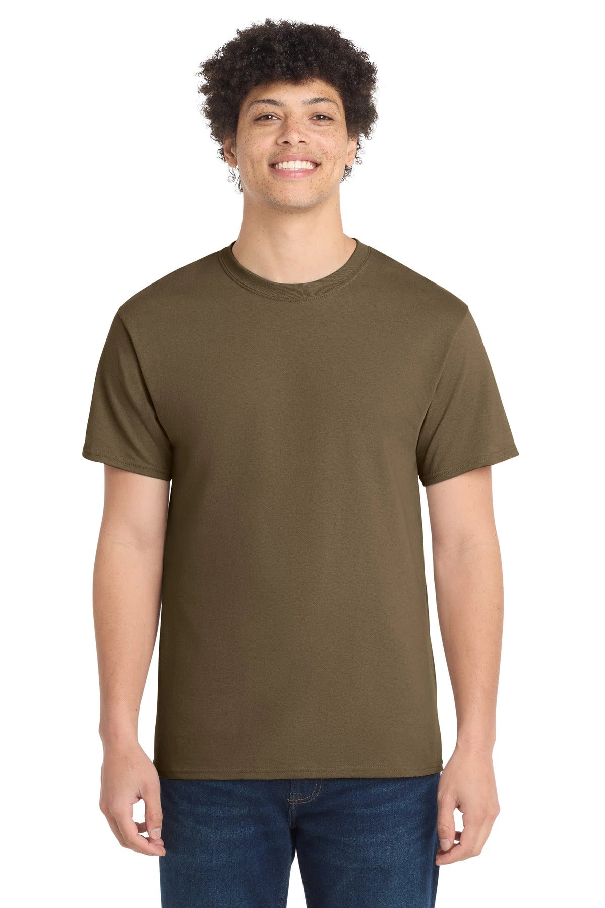 Ashwaubenon High School Football (Boys) - Woodland Brown Port & Co Core Cotton Tee. PC54 (model)