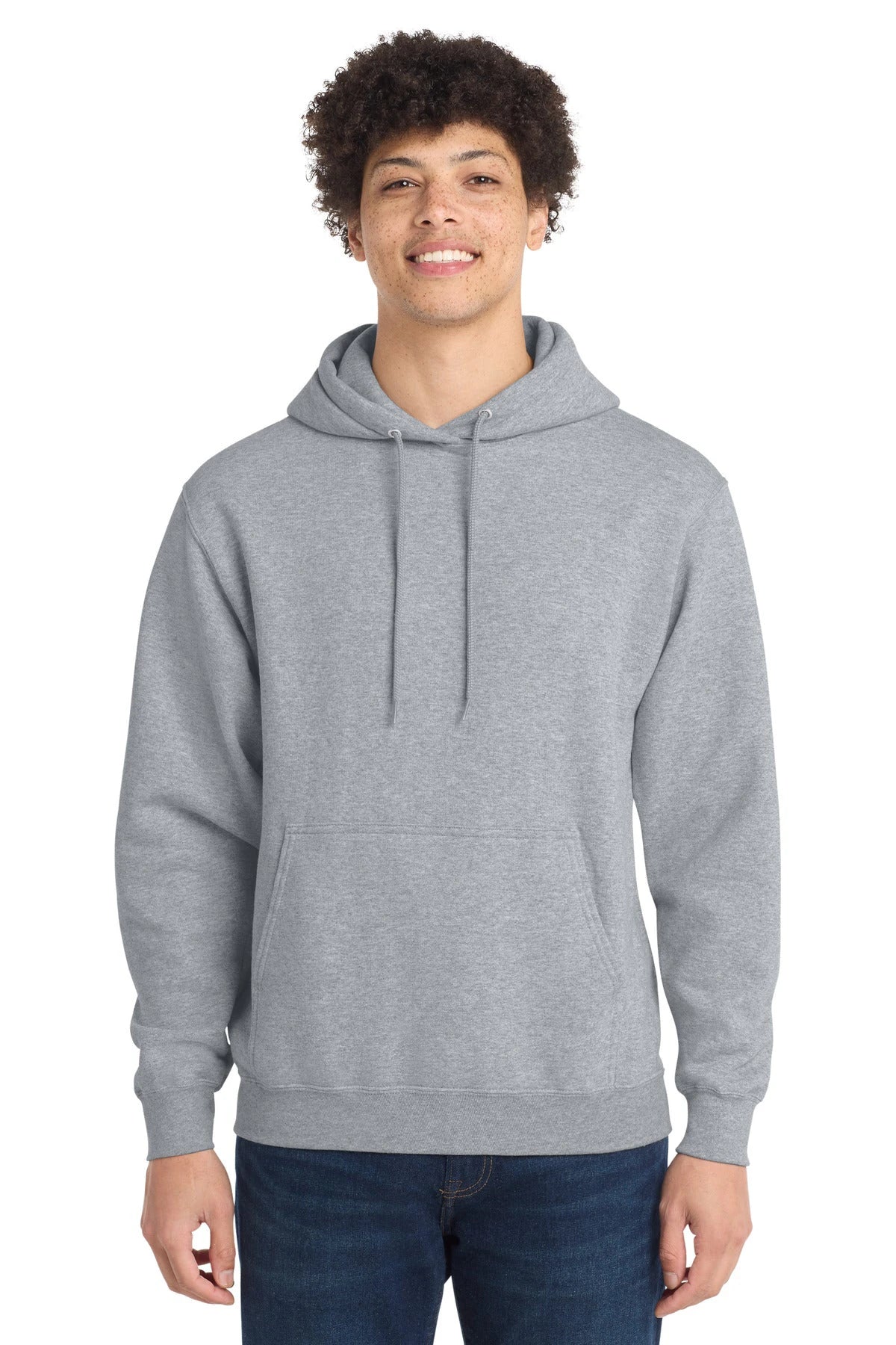 Ashwaubenon High School Football (Boys) - Athletic Heather Port & Co Core Fleece Pullover Hooded Sweatshirt. PC78H (model)
