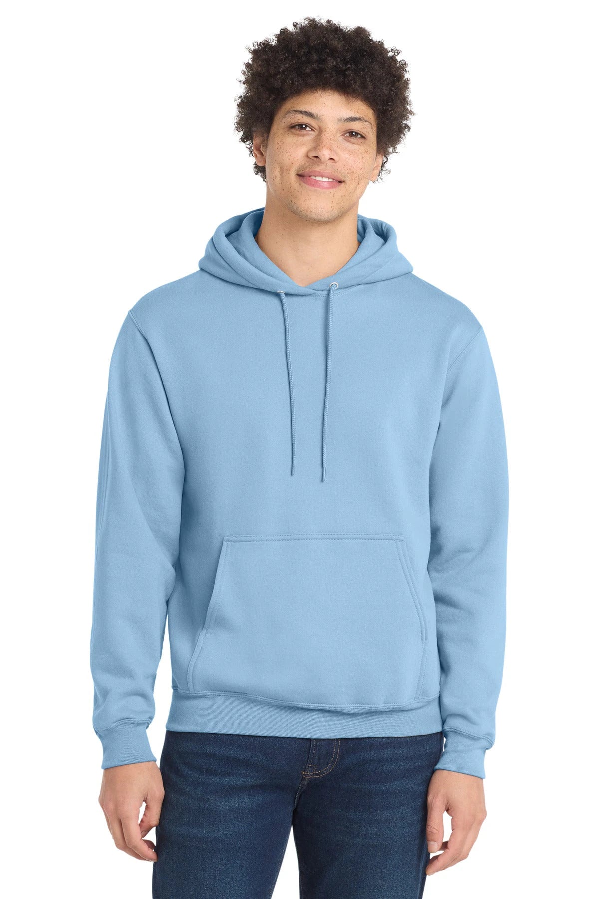 Ashwaubenon High School Football (Boys) - Light Blue Port & Co Core Fleece Pullover Hooded Sweatshirt. PC78H (model)