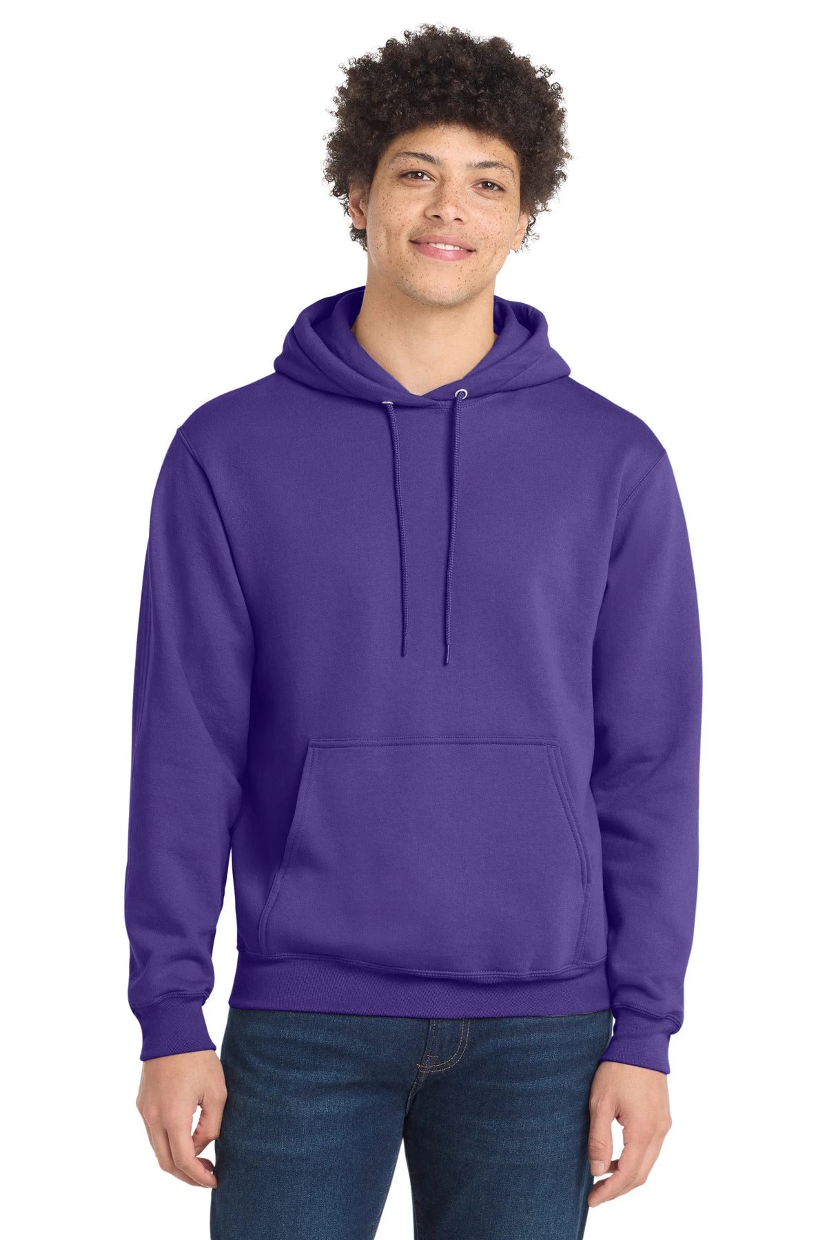 Ashwaubenon High School Football (Boys) - Purple Port & Co Core Fleece Pullover Hooded Sweatshirt. PC78H (model)