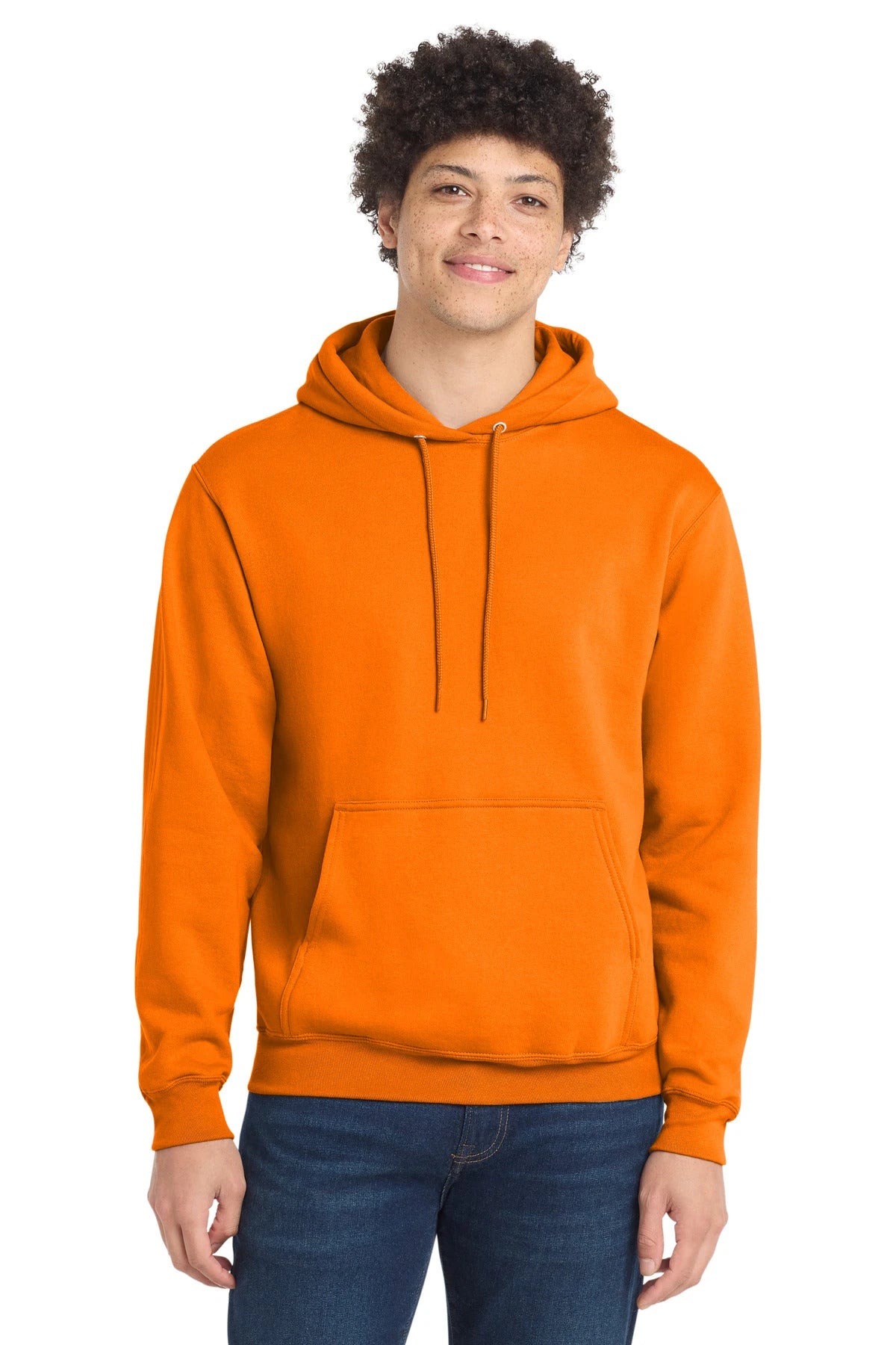 Ashwaubenon High School Football (Boys) - Tennessee Orange Port & Co Core Fleece Pullover Hooded Sweatshirt. PC78H (model)