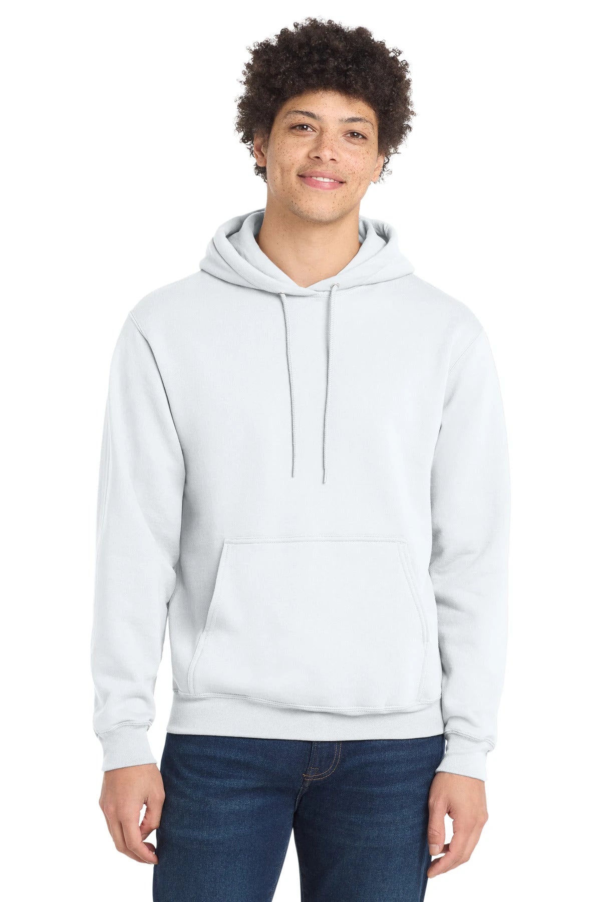 Ashwaubenon High School Football (Boys) - White Port & Co Core Fleece Pullover Hooded Sweatshirt. PC78H (model)
