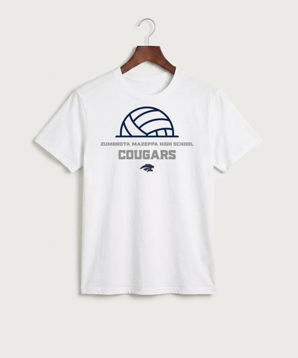 Zumbrota Mazeppa High School Volleyball (Girls) - White Port & Co Core Cotton Tee. PC54