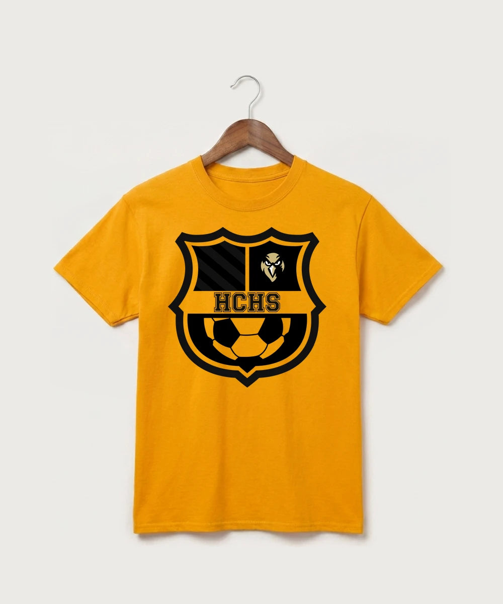 Hudson Catholic High School Soccer Team Store - Gold Port & Co Core Cotton Tee. PC54