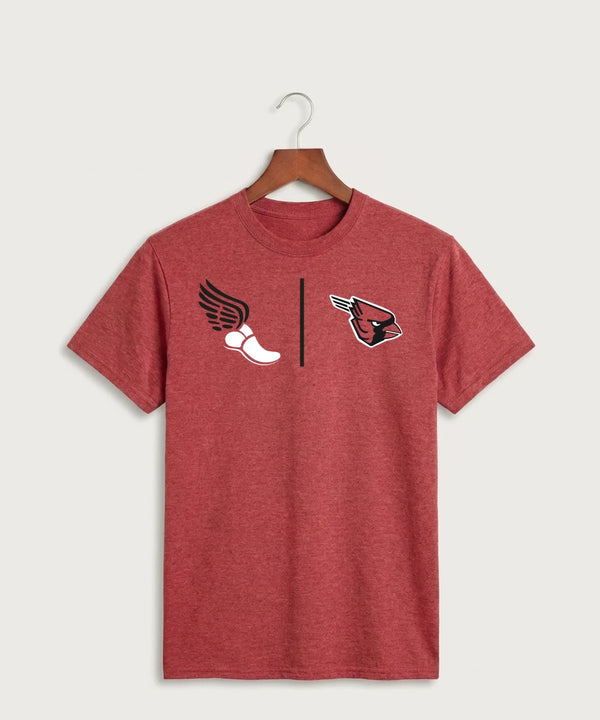 GF E2E Test 02 Track and Field - Heather Red Port & Co Core Cotton Tee. PC54