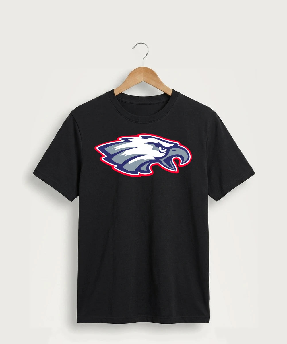 Pequot Lakes High School Football (Boys) - Jet Black Port & Co Core Cotton Tee. PC54