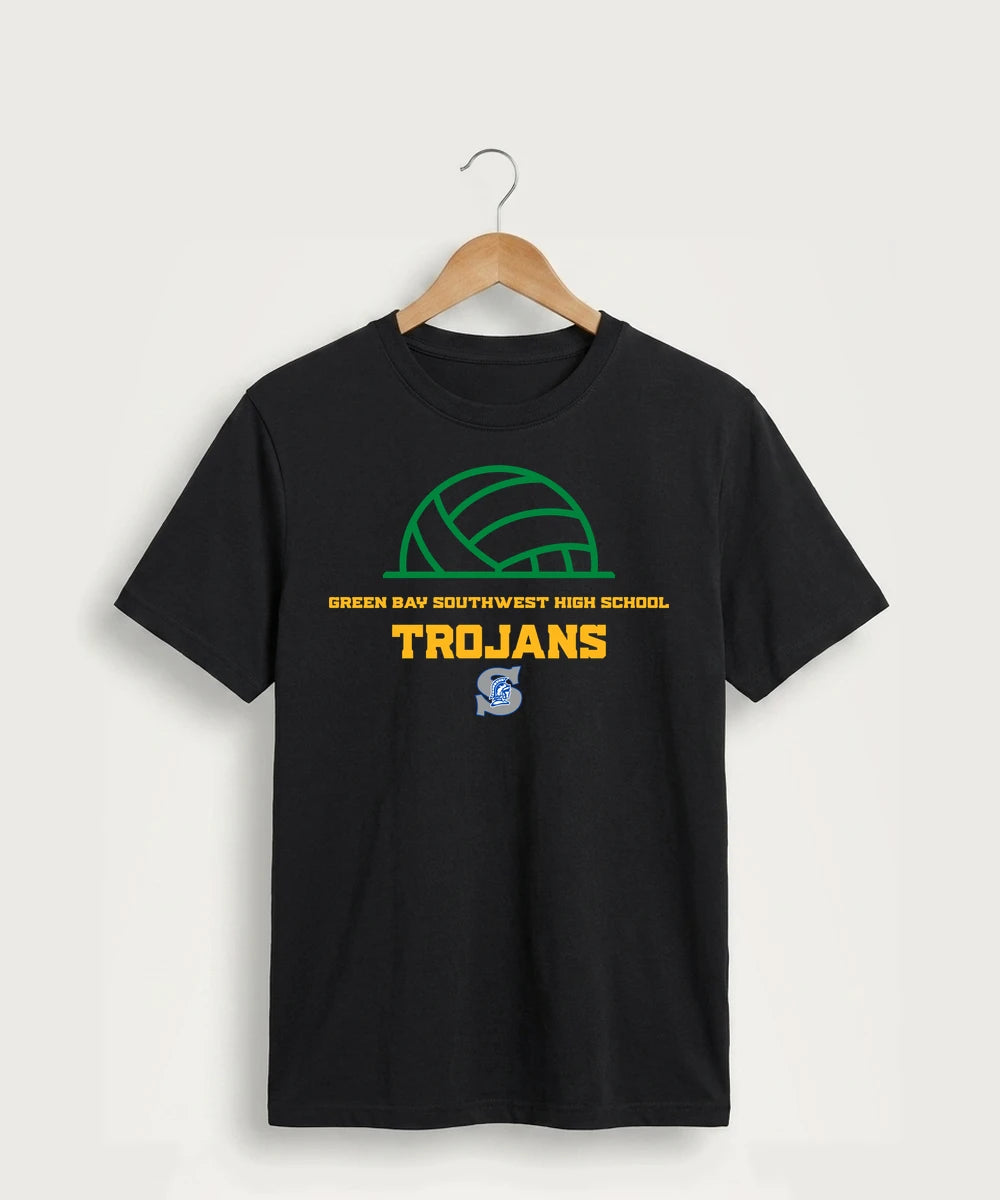 Green Bay Southwest High School Volleyball (Girls) - Jet Black Port & Co Core Cotton Tee. PC54