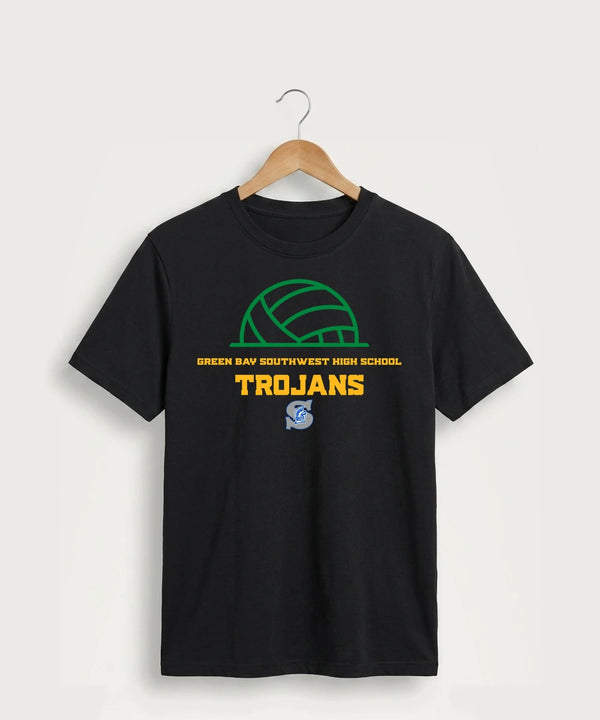 Green Bay Southwest High School Volleyball (Girls) - Jet Black Port & Co Core Cotton Tee. PC54