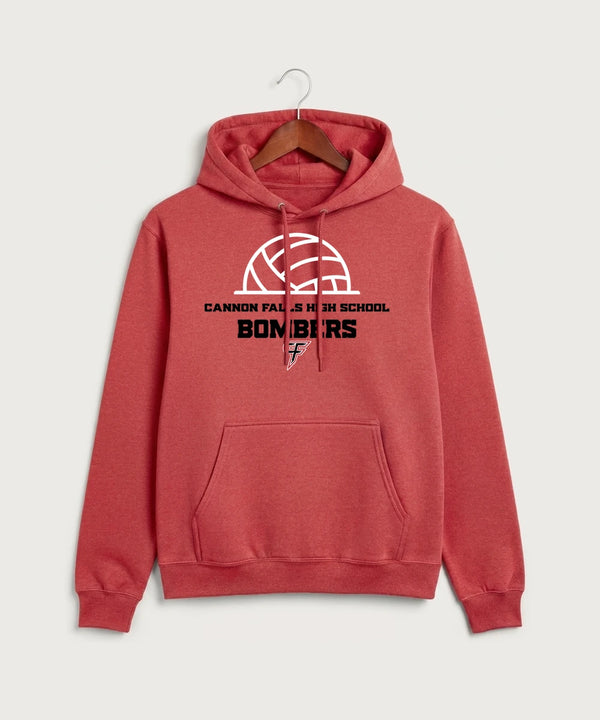 Cannon Falls High School Volleyball (Girls) - Heather Red Port & Co Core Fleece Pullover Hooded Sweatshirt. PC78H