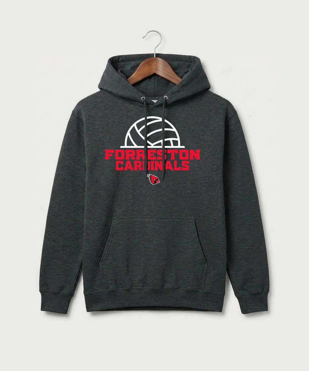 Forreston Volleyball - Black Heather Port & Co Core Fleece Pullover Hooded Sweatshirt. PC78H