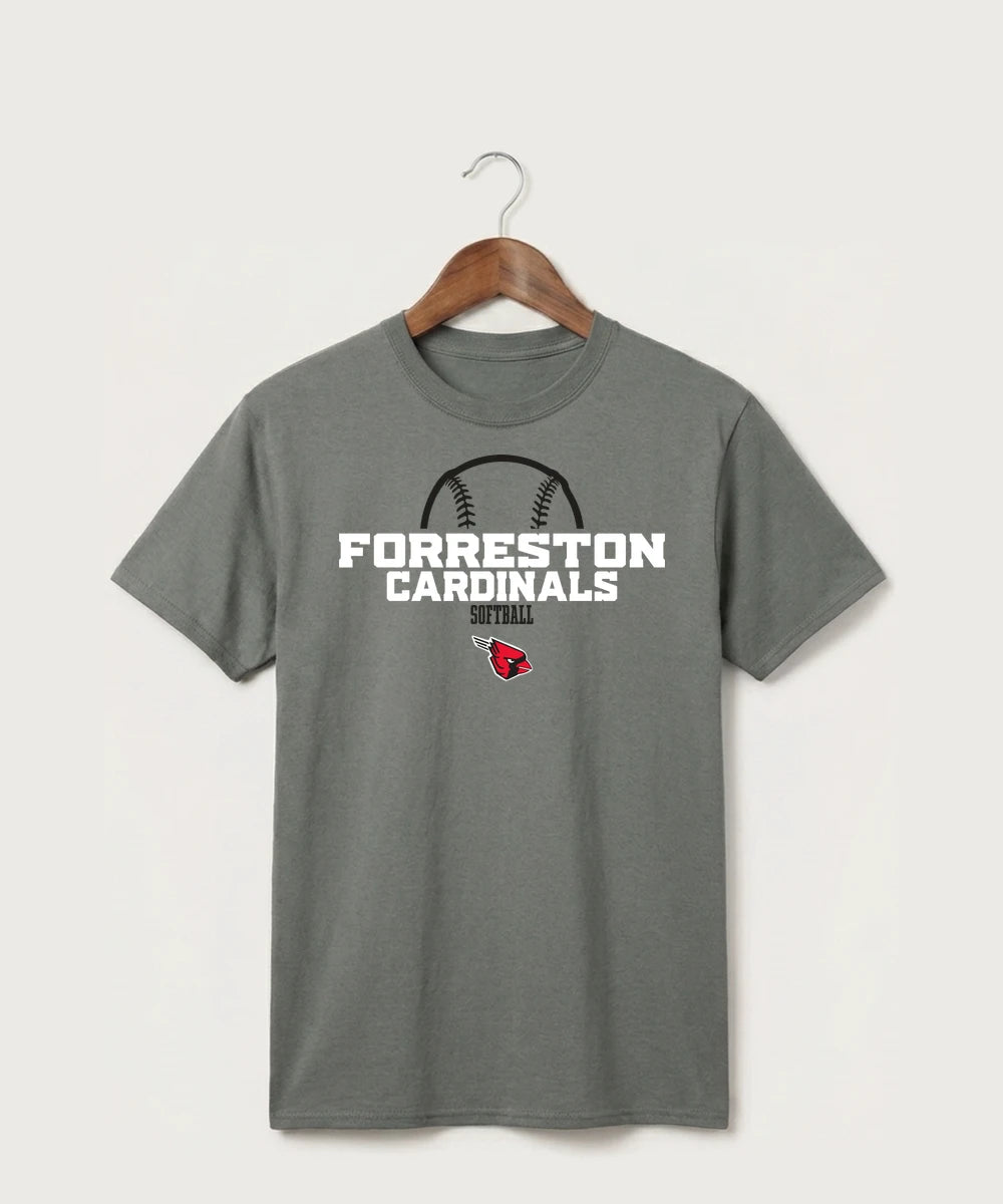 Forreston Softball - Medium Grey Port & Co Core Cotton Tee. PC54