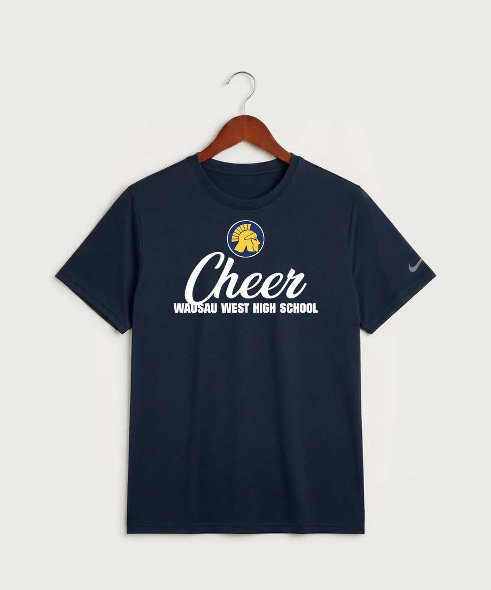 Wausau West High School Cheer - College Navy Nike Swoosh Sleeve rLegend Tee NKDX8730