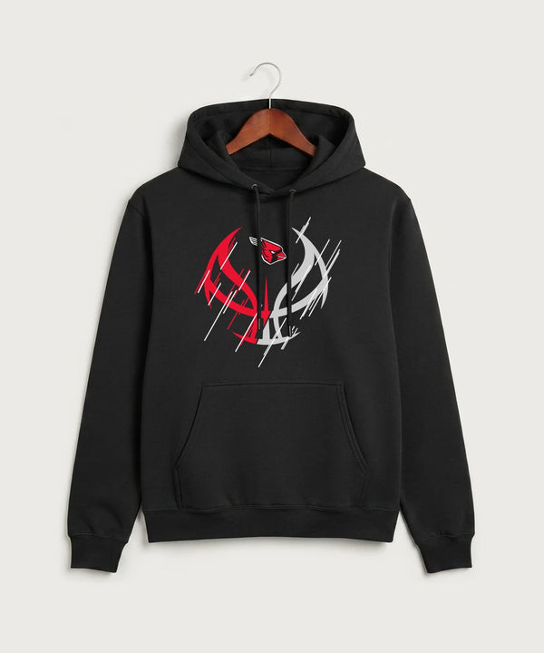 Forreston Basketball - Jet Black Port & Co Core Fleece Pullover Hooded Sweatshirt. PC78H