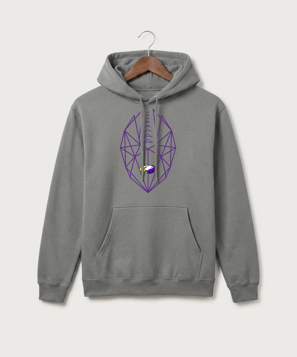 Red Wing High School Football - Medium Grey Port & Co Core Fleece Pullover Hooded Sweatshirt. PC78H